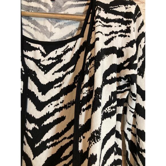 Fontana Top Womens Large Santana Knit Zebra Animal Print Layered Front Zip - Picture 7 of 14